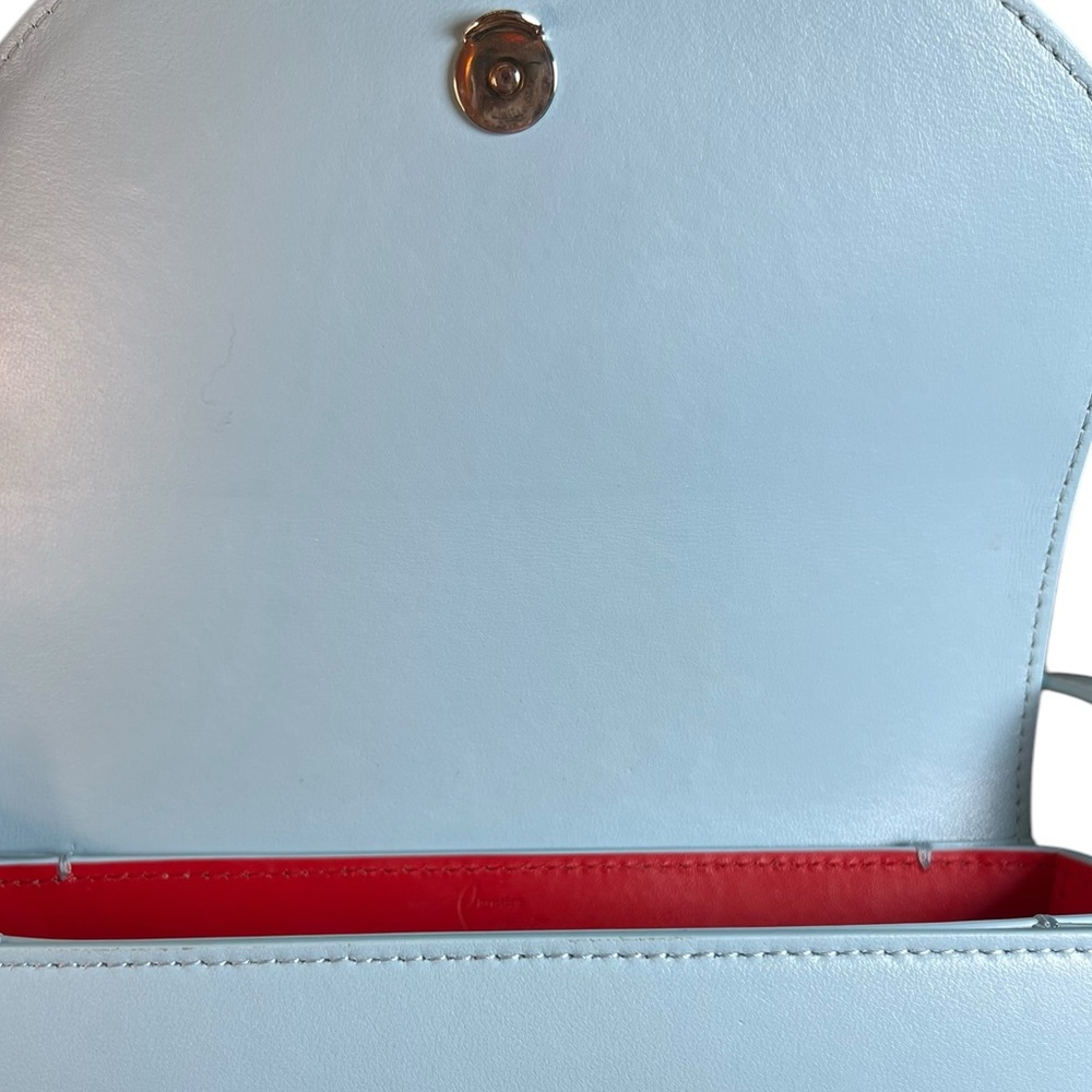 Christian Louboutin Loubi54 Small Leather Crossbody Bag Mint / Light Blue Color - Picture 11 of 15